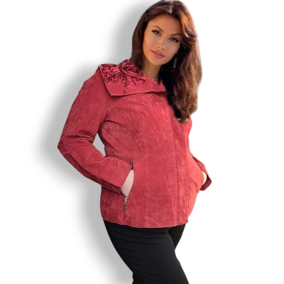 1990s Red Suede Roses Jacket - Picture 11 of 11